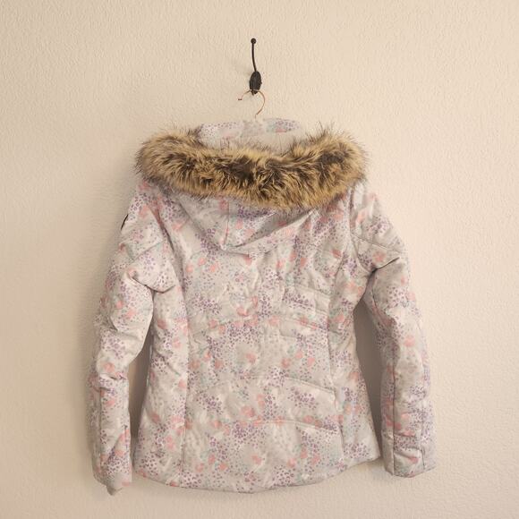 Obermeyer Women's Size 4 Pastel Floral Faux Fur Snow Jacket NWT - Picture 6 of 8